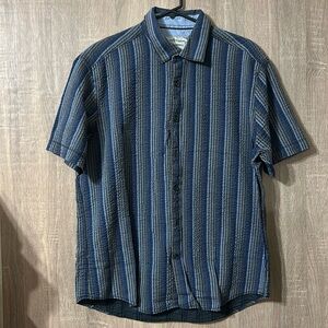 James Campbell striped button down shirt short sleeve 
size XL